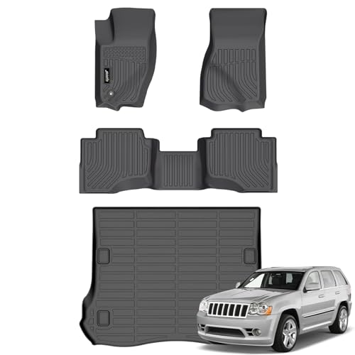 Jenofa-Car Floor Mats for Jeep Grand Cherokee 2005-2010 All Weather Floor Mats Cargo Mat Set Custom for Grand Cherokee Full Set Waterproof Durable Floor Liners for Cherokee Accessories - style: 1|For grand cherokee|2005-2010|Set