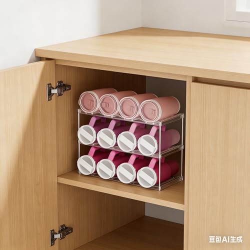 Stackable Water Bottle Organizer for Cabinet,3 Tier Water Bottle Holder for Stanley Yeti 40 oz Bottle Shelf,Clear Tumbler Storage Organizer,Wine Rack,Cup Organizer for Kitchen Cabinets Counter Pantry - size: 3 Tier-Hold 12 Bottles