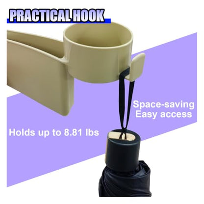 YoRise 2PCS Dual Slot Car Seat Gap Filler Organizer, Multifunctional Car Side Seat Gap Guard Spacer with Cup Holder, Universal Auto Storage Accessories for Preventing Items Falling Out (Beige)