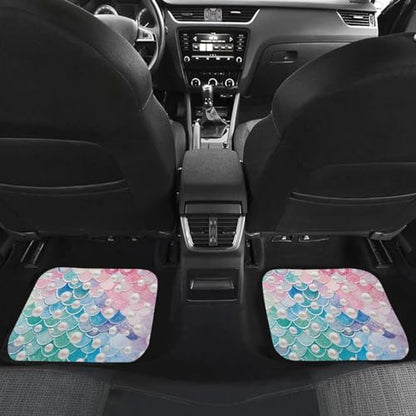 Pearl Scale Green Pink Car Floor Mats 4 Pieces Set Auto Front & Rear Floor Carpets Vehicle Floor Mat Carpet - color: Pearl Scale Green Pink