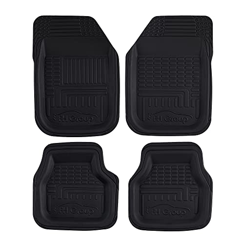FH Group Automotive Floor Mats - Deep Dish Floor Mats, TPO Plastic Climaproof Floor Mats for Cars, Universal Fit, Trimmable Car Floor Mats, Full Set, Floor Mats for Sedan, SUV, Truck Floor Mats Black