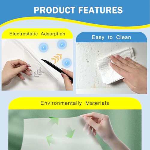 Clear Wall Protector, Adhesive-Free Cover for Kitchen & Office from Bin, Chair Back, Furniture, Door, Pet, Electrostatic Wall Protective Film (15.7in*32.8ft) - size: 15.7in*32.8ft