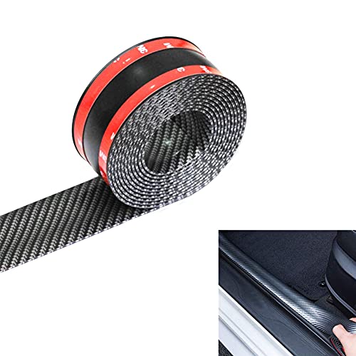 Universal Carbon Fibre Car Door Entry Guards Protector, Flexible Self-Adhesive Car Door Sill Sticker for Car SUV Truck Door Entry Guards (Black, 3×250cm / 1.2×98.4" (W×L)) - color: Black, size: 1.2 × 98.4 in (W×L)