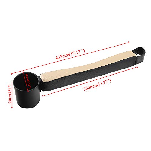 Supin 2 Prices Car Seat Gap Filler Pad PU Leather Console Side Pocket Organizer and one Cup for Cellphone Wallet Coin Key (Black+Beige) - color: Black+Beige