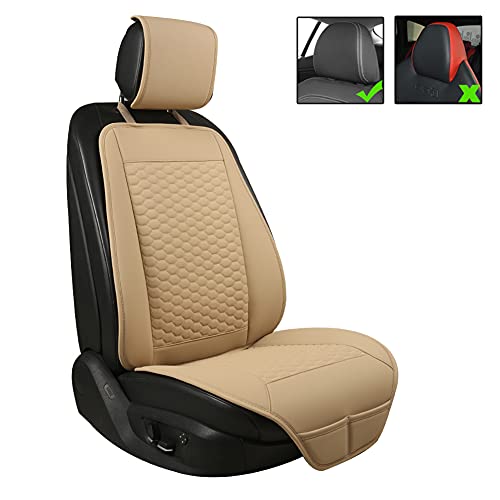 Black Panther Car Seat Cover, 1 Piece Universal Sideless Driver Seat Protector, Universal Fit 95% Vehicles, Without Lumbar Support (Beige) - color: 1 Piece Beige(without Lumbar Support)