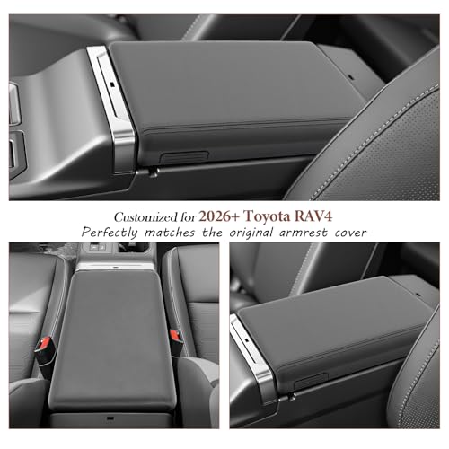 SKTU for 2026 Toyota RAV4 Armrest Cover for 2026+ Toyota RAV4 (LE/SE/XLE Premium/Woodland/XSE/Limited) Center Console Cover Toyota RAV4 2026 Accessories Rubber Console Cushion Cover-Durable - color: 2026+ RAV4 Rubber Armrest Cover