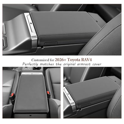 SKTU for 2026 Toyota RAV4 Armrest Cover for 2026+ Toyota RAV4 (LE/SE/XLE Premium/Woodland/XSE/Limited) Center Console Cover Toyota RAV4 2026 Accessories Rubber Console Cushion Cover-Durable - color: 2026+ RAV4 Rubber Armrest Cover