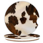 Absorbent Car Coasters 2 Pack for Women/Men,Cow Hide Car Coaster for Drinks,Ceramic Stone Car Cup Holder with A Finger Notch,Farm Animal Brown Cowhide Skin Print Cow - color: Cow Hide