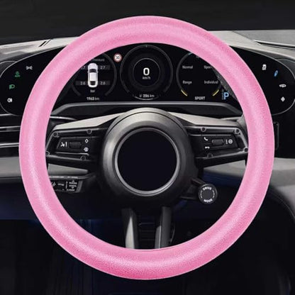 Car Steering Wheel Cover, Silicone Non-Slip Steering Wheel Protector, 13/14/15/16 inch Ultra Thin Steering Wheel Protective Covers for Women Men, Universal Vehicle Accessories (Pink) - color: Pink