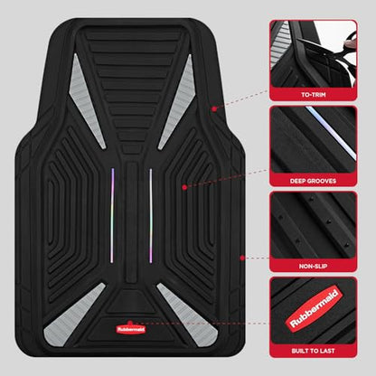 Rubbermaid Car Mat Full Set, Universal Trim-to-Fit Heavy-Duty Car Floor Mats – 4-Piece Set for All Weather Protection – Durable Rubber Mat for Cars, Trucks, SUVs & Vans-Gray - color: Gray
