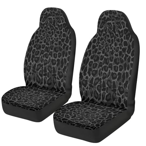 Black Leopard Print Car Seat Covers Universal Front Car Seats Anti-Slip Back Fabric Removable Automotive Accessories Suitable for Cars SUV - color: Black Leopard Print