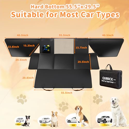 Dog Car Seat Cover for Back Seat Larger,Waterproof PU Leather Hard Bottom Car Seat Cover for Dogs,Non-slip Backseat Dog Cover with Upgraded Door Protection Flap,Dog Hammock for Full Size Truck 55×30in - size: L