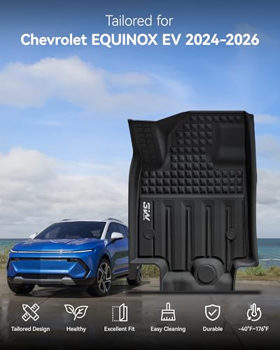 3W Floor Mats & Cargo Liner Fit for 2024-2025 2026 Chevrolet Chevy Equinox EV (Non Fuel), TPE All Weather Custom Fit for Chevrolet Equinox EV (Non Fuel) Accessories Full Set Car mats,Black - size: Chevy Equinox EV 24-26 Floor&Cargo Mat
