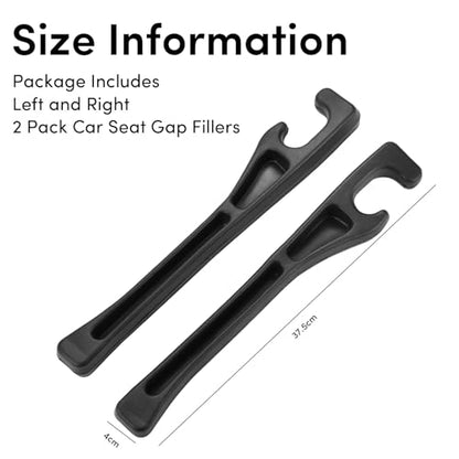 ANABIUP 2 Pack Car Seat Gap Filler, PU Leather Universal Fit for Cars Trucks SUVs, Gap Stopper Between Seat & Console with Storage Organizer, Stop Items from Dropping (Black)