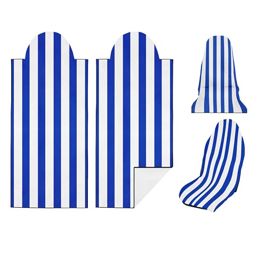 2 Pack Car Seat Towel Covers, Sweat Protector for Front Seats, Premium Thickened Microfiber with Blue and White Stripes, Breathable & Quick Dry, Machine Washable Cover for Gym Running Universal Fit - color: Blue and White Stripes
