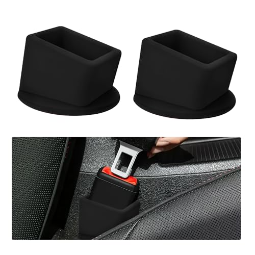 2PCS Car Seat Belt Buckle Holder, Easy Access Silicone Auto Seatbelt Buckle Booster, Seat Belt Buckles Fixer Cover Makes Receptacle Stand Upright Buckling for Kids, Car Accessories (Black) - color: Black