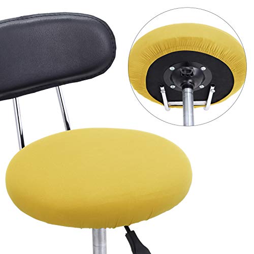 Tatuo Round Bar Stool Seat Covers Washable Stool Cushion Slipcover Elastic Bar Chair Covers for 14-17 Inch Chair (Yellow, 4 Pieces) - color: Yellow