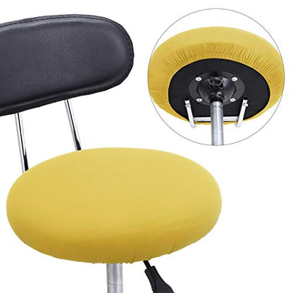 Tatuo Round Bar Stool Seat Covers Washable Stool Cushion Slipcover Elastic Bar Chair Covers for 14-17 Inch Chair (Yellow, 4 Pieces) - color: Yellow