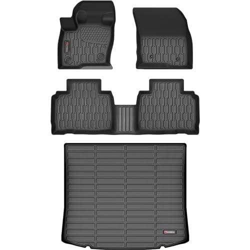 Floor Mats & Cargo Liner Compatible with 2015-2024 Ford Edge Cargo Mat, Full Set All Weather Protection 1st, 2nd Row Car Liners & Trunk Mat, Black - style: Ford Edge 2015-2024