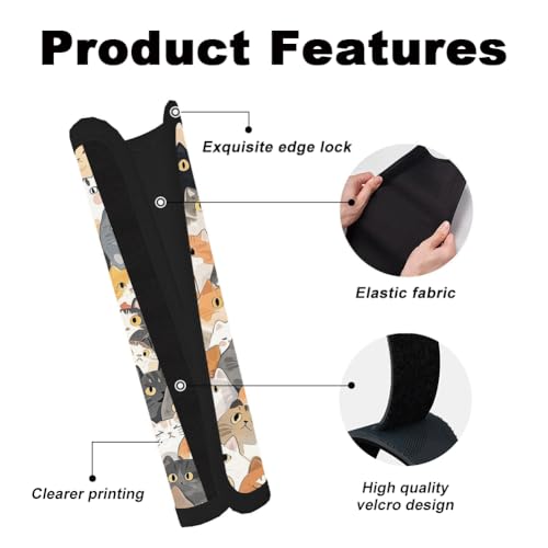 2Pcs Soft Auto Seat Belt Cover Pad Cute Cat Print Colorful Car Seatbelt Shoulder Cushion for Comfortable Driving, Compatible with All Cars' Seatbelt and Backpack Straps