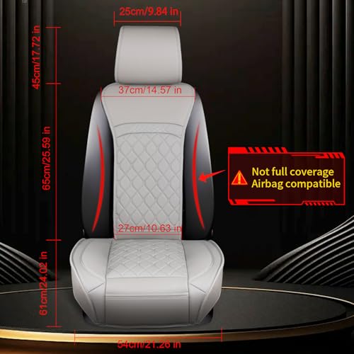 Front Car Seat Covers for Land Rover,Leather Waterproof Seat Protector Custom Fit Land Rover Defender Discovery Range Rover Evoque Sport Velar,2 Pack,Gray - color: Gray
