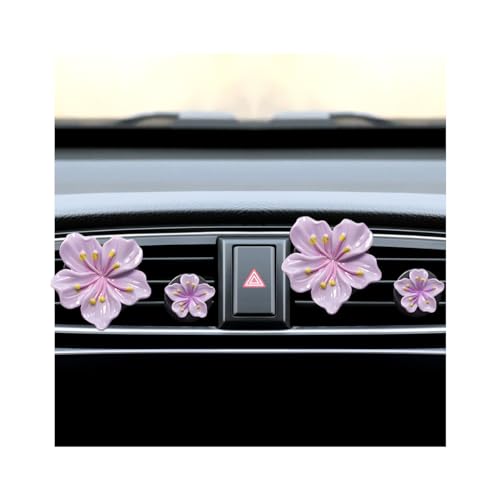 Bittwee 4PCS Car Air Vent Clip, Cute Refillable Flower Aesthetic Automotive Vent Clip Air Freshener Diffuser for Women Girls, Vehicle Interior Decoration Universal for SUV Truck RV and More（Purple） - color: Purple