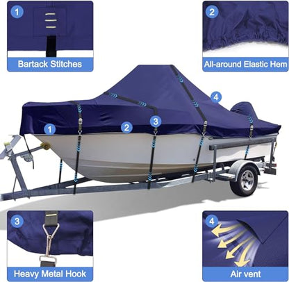 900D Center Console Boat Cover, Windproof Full Metal Buckle Straps Boat Cover for Center Console Boat Heavy Duty fits 22-24" Length, Beam Width up to 116" W, Navy - color: Navy, size: 22'-24' Length , Beam Width up to 116" W