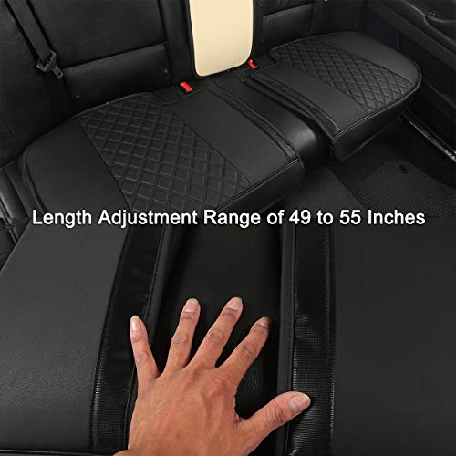 Black Panther Luxury PU Leather Rear Car Seat Cover, Compatible with Compact,Small and Medium Vehicles, Adjustable Length 49-55'', Diamond Pattern Embroidery (Black) - color: Rear Black