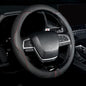 Nappa Leather Steering Wheel Cover, Universal 14.5-15 inch, Anti-Slip Breathable Leather, Sporty Style, Durable Grip Car Accessory for Men Women, Black - color: black