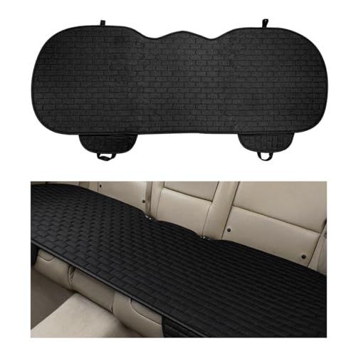 Linen Car Seat Cover, Anti-Slip Bottom Bench Protector Rear Seat Pad with Storage Pockets, Comfy Breathable Long Rear Seat Cushion Pad for Most Vehicles, Car Accessories (Rear Black) - color: Rear Black