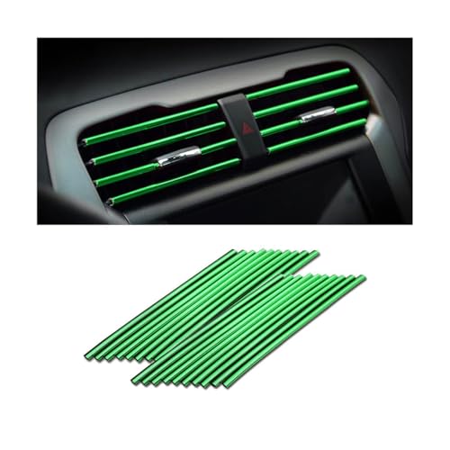 Car Air Conditioner Decoration Strip, 20PCS Flexible Bendable Air Vent Outlet Trim, Automotive Interior Moulding Decorative Accessories, Compatible with Most Vehicle (Green) - color: Green