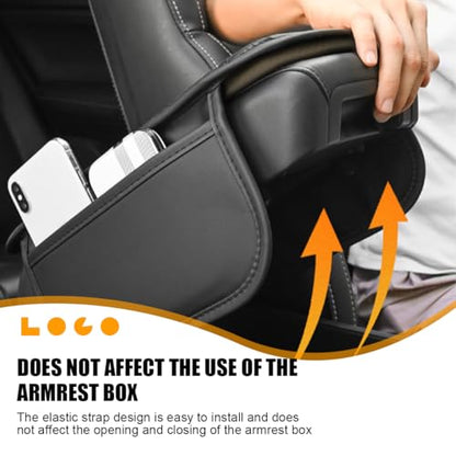 Bling Car Center Console Cover, Leather Crystal Rhinestone Vehicle Armrest Cushion Pad with Side Storage Bags, Scratch Resistant Auto Middle Console Protection Mat, Universal Fit (Gray)