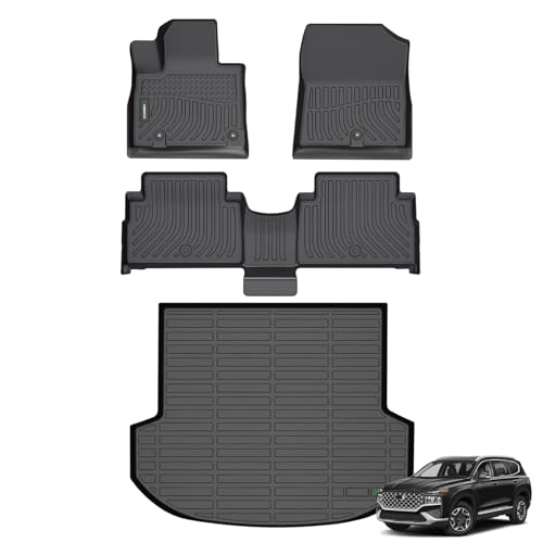 ANBINGO®Fit for Hyundai Santa Fe Hybrid Floor Mats 2021-2023/for Hyundai Santa Fe Plug-in Hybrid Car Mats 2022-2023 All Weather Mats for Santa Fe Hybrid TPE Car Rugs for Santa Fe PHEV Rubber Carpet - size: 21-23 Santa Fe Hybrid