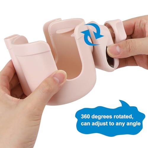 Accmor Stroller Cup Holder with Phone Holder, Bike Cup Holder, Universal Cup Holder for Uppababy Nuna Doona Strollers, 2-in-1 Cup Holder for Walker, Wheelchair, Scooter - color: All Crystal Pink