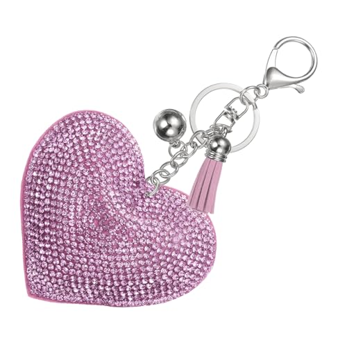 PATIKIL Rhinestone Keychains for Women, Cute Bling Heart Shape Purse Charm for Bag Handbags Car Keys - color: White-violet