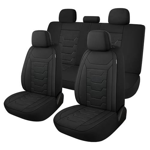 Breathable Car Seat Covers Full Seats,3D Air Mesh Cloth Seat Covers for Cars, Split Bench Compatible Car Interior Covers, Universal Fit Most Car Sedan Truck SUV(Black)