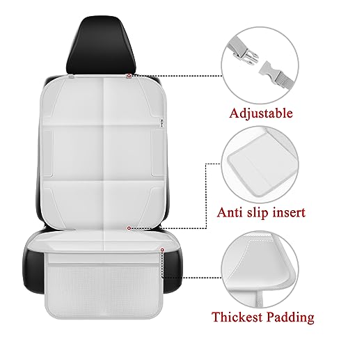 Car Seat Protector for Child Car Seat, Durable 600D Fabric Waterproof Car Seat Cover with Thick Pad Non-Slip Backing，No Imprints (Light Gray-1 pc) - color: Light gray-1 pc