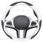Carodi Leather Car Steering Wheel Cover, Elegant, Fashionable, Comfortable, Non-Slip, Breathable, Universal 15 inch, Black and White - color: black and white