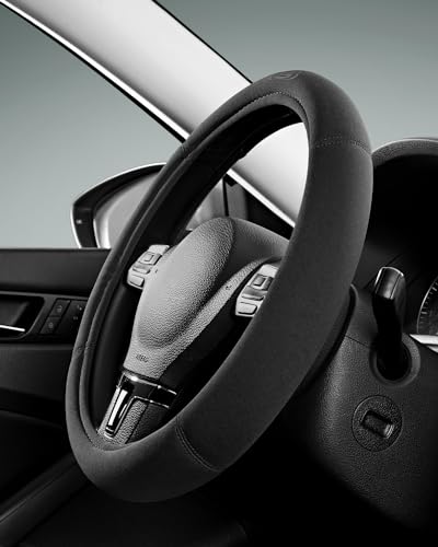 Skechers Steering Wheel Cover, Memory Foam Car Steering Wheel Covers,14.5-15inch Anti-Slip Safety Comfortable Design Universal Men Women Fits for 95% Truck,SUV,Cars(Black) - color: Black