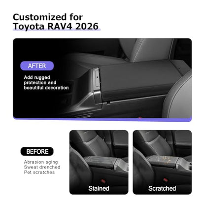 LUWU 2026 RAV 4 Center Console Cover Compatible with 2026 RAV 4 LE/XLE/Limited/Adventure/TRD Off-Road Accessories 2026 RAV 4 Armrest Cover Armrest Console Cover Silicone Material(Black) - color: RAV 4 2026 Armrest Cover Silicone Material