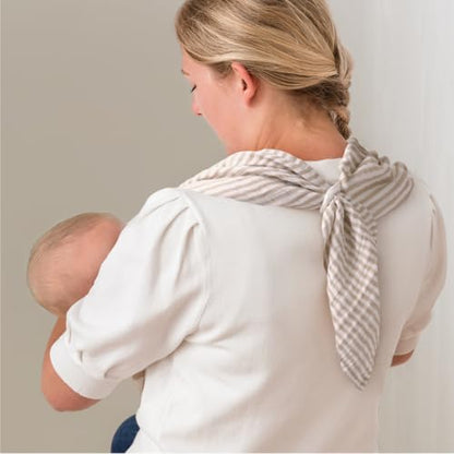 Itzy Ritzy Breastfeeding Boss Multi-Use Cover – A Nursing Cover, Swaddle, Car Seat Wrap, Tummy Time Mat & Burp Cloth All in One – Made of Soft Muslin Fabric & Measures 47” x 47” (Taupe Stripe) - color: Taupe Stripe