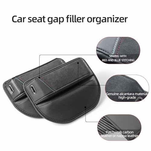 BETTERHUMZ Car Seat Gap Filler Organizer Compatible with BMW BMW G30 G20 F40 G21 G28 G11 G12 Z4 G32 G29 X1 X2 X3 X4 Series for Alcantara Car Side Seat Storage Box Accessories (carbon leather)