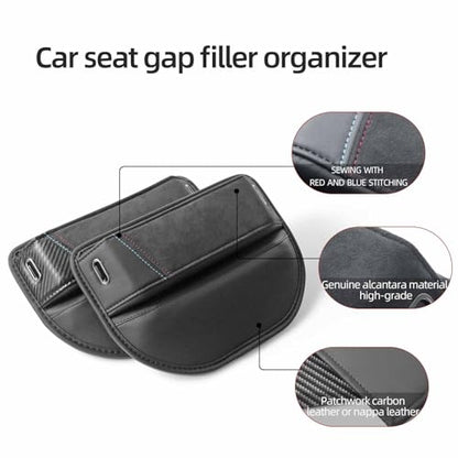 BETTERHUMZ Car Seat Gap Filler Organizer Compatible with BMW BMW G30 G20 F40 G21 G28 G11 G12 Z4 G32 G29 X1 X2 X3 X4 Series for Alcantara Car Side Seat Storage Box Accessories (carbon leather)