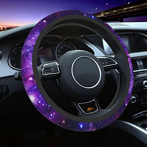 Galaxy Purple Steering Wheel Cover for Women Men, Universal 15 Inches Neoprene Anti-Slip Cute Space Car Steering Wheel Grip Wrap Car Accessories Protective Case Cover for Vehicle Truck SUV… - color: Galaxy Purple