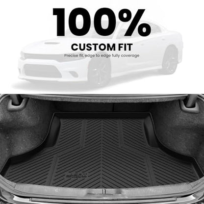 LASFIT Trunk Mat for Dodge Charger 2011-2023, for Chrysler 300 2011-2023, Fit Without Subwoofer, All Weather TPE Custom Fit Car Mats Cargo Liner Cargo Mat, Black - style: 4) Charger/Chrysler 300 | 2011-2023 |Trunk Mat