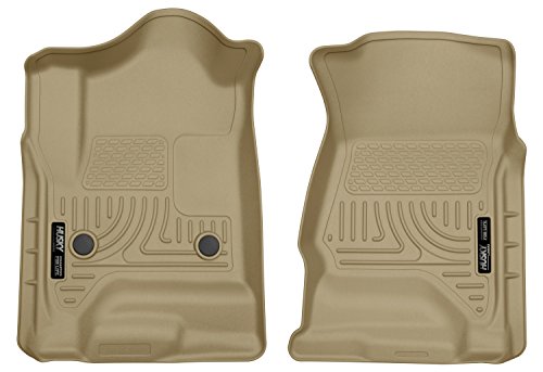 Husky Liners Weatherbeater Floor Mats | Fits Various 2014-2020 Chevrolet Silverado, GMC Sierra, Cadillac Escalade & ESV, Yukon & XL, Suburban, Tahoe (See Description) | Front Row, 2-pc Tan - 18233 - color: Tan, size: Front Floor Mats, style: Crew/Double C