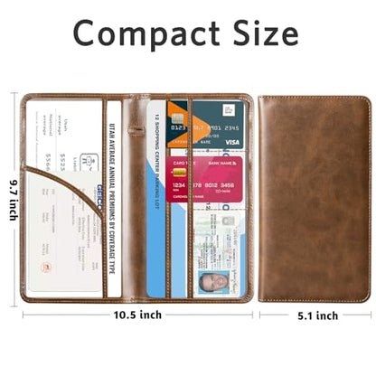 CoBak Car Registration and Insurance Holder - Vehicle Glove Box Car Organizer,Auto Truck Comparment Accessories Case with Magnetic Closure for Driver License,Cards - color: L-Cowhide Brown