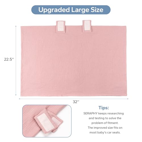 SERAPHY 100% Muslin Cotton Car Seat Cover Baby, Universal Carseat Covers, Breathable Baby Car Seat Canopy for Boys Girls, Soft Infant Car Seat Cover for Summer —Pink - color: Pink