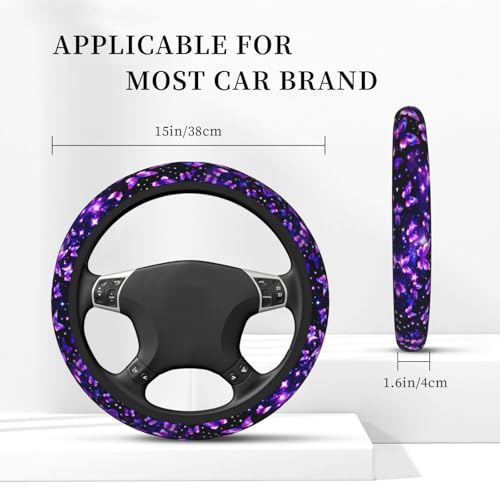 Purple Butterfly Steering Wheel Cover - Purple Butterfly Steering Wheel Protector for 15inch Car Accessories 2 Pcs Car Coasters Neoprene Women Men - color: Purple Butterfly