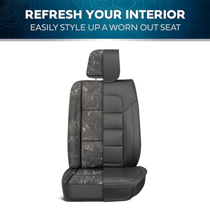 Motorbox Classic Edition Seat Covers, Premium Faux Leather Seat Covers for Cars Trucks Vans SUV, Semi Custom Fit Car Seat Covers Front Seats Only, Automotive Interior Cover - Black - color: Black Front Seats